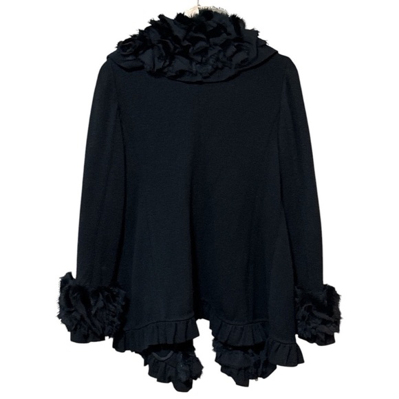 EUC - Dino Gaspari Rabbit Fur Trimmed Jacket - Size 8 - Black - Picture 3 of 3